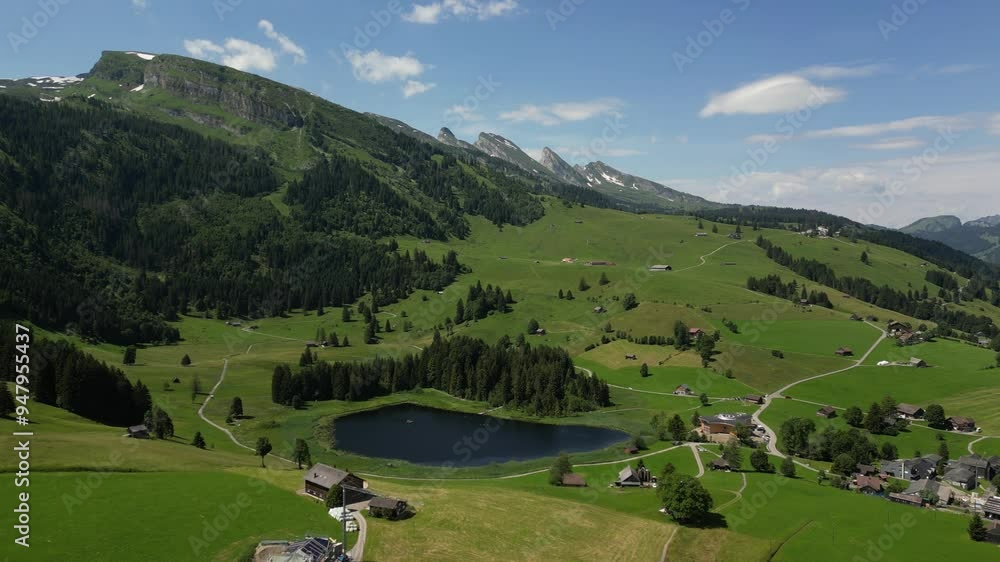 Appenzell Alps, Switzerland, Churfirsten Swiss mountains, nature landscape Appenzell Alps, Switzerland, Churfirsten Swiss mountains, nature landscape