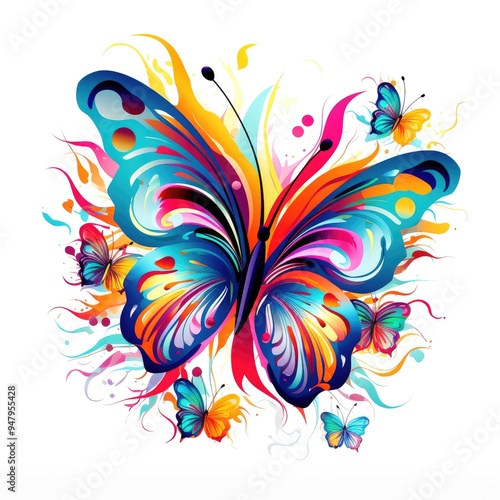 Abstract image of bright and colourful tropical butterflies