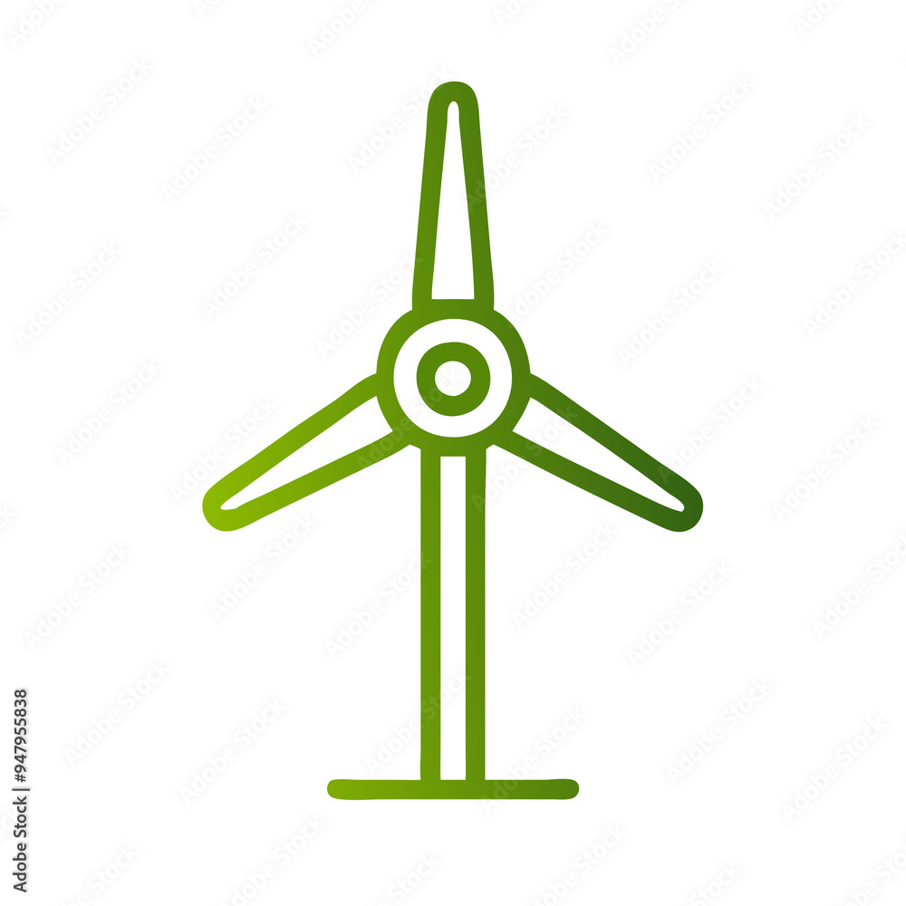 Obraz premium Wind turbine, transparent background, icon, flat colors, vector-style, ecology theme 
