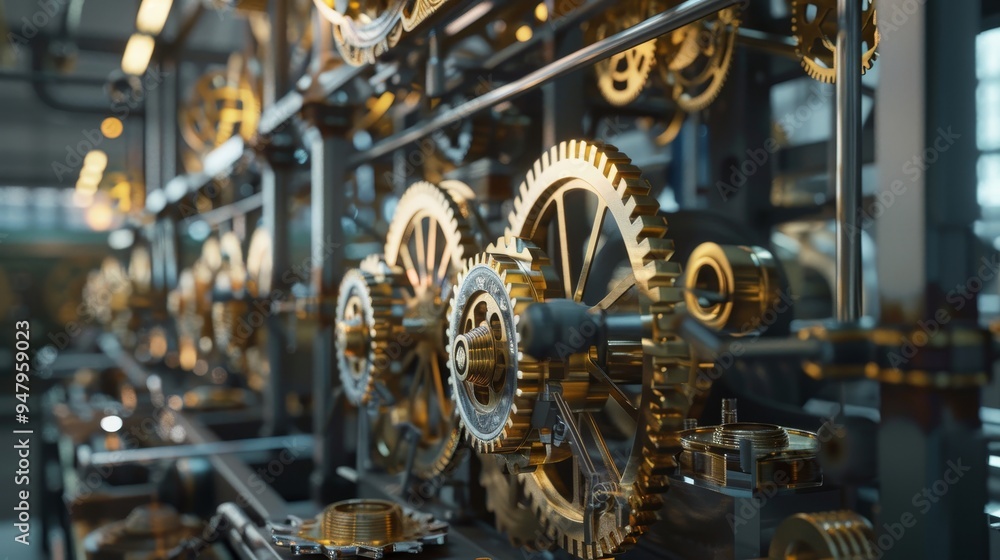 Fototapeta premium Precision in Motion Clockmaking Factory with Intricate Gears and Hands