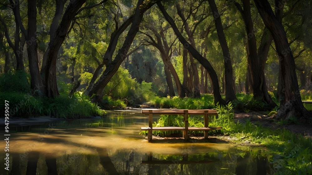 wooden bridge in the forest wooden bridge in the forest