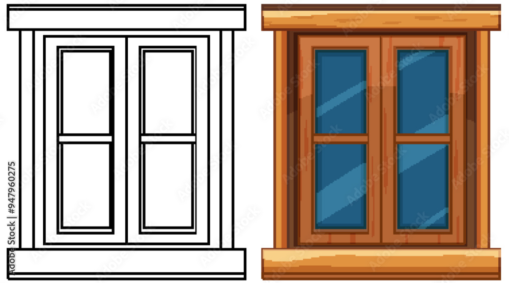 Wooden Window Vector Illustration Wooden Window Vector Illustration
