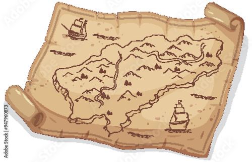 Ancient Treasure Map Illustration
