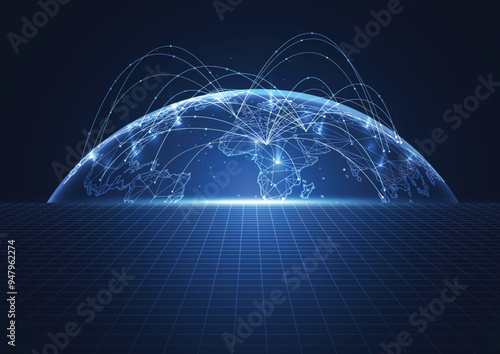 Global network connection. World map point and line composition concept of global business. Vector Illustration