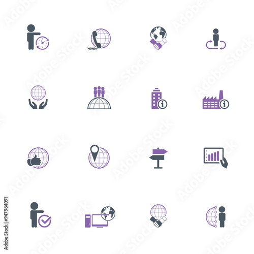 Universal business management and human resources icon set. Universal icons for web and mobile. Vector.	