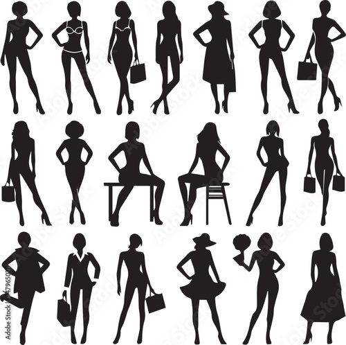 People in Different Poses Silhouette Collection, People in Different Poses Silhouette, 