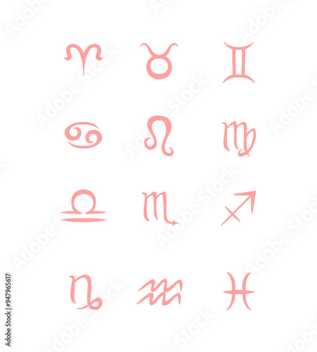 Set of Zodiac symbols, simple horoscope icons vector illustration for design