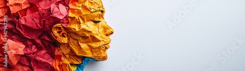 Wallpaper Mural head made from multicolored crumpled paper, with each color representing different human personalities Torontodigital.ca