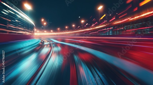 Race track finish line racing on light night
