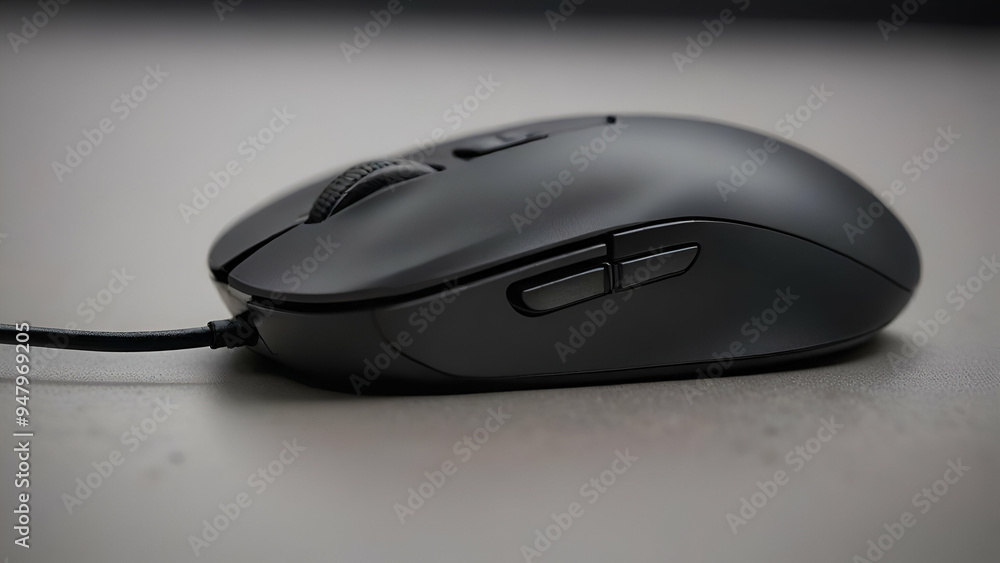 Close up shot of a computer mouse Computer Mouse on table gray Background,
Close up shot of a computer mouse Computer Mouse on table gray Background,