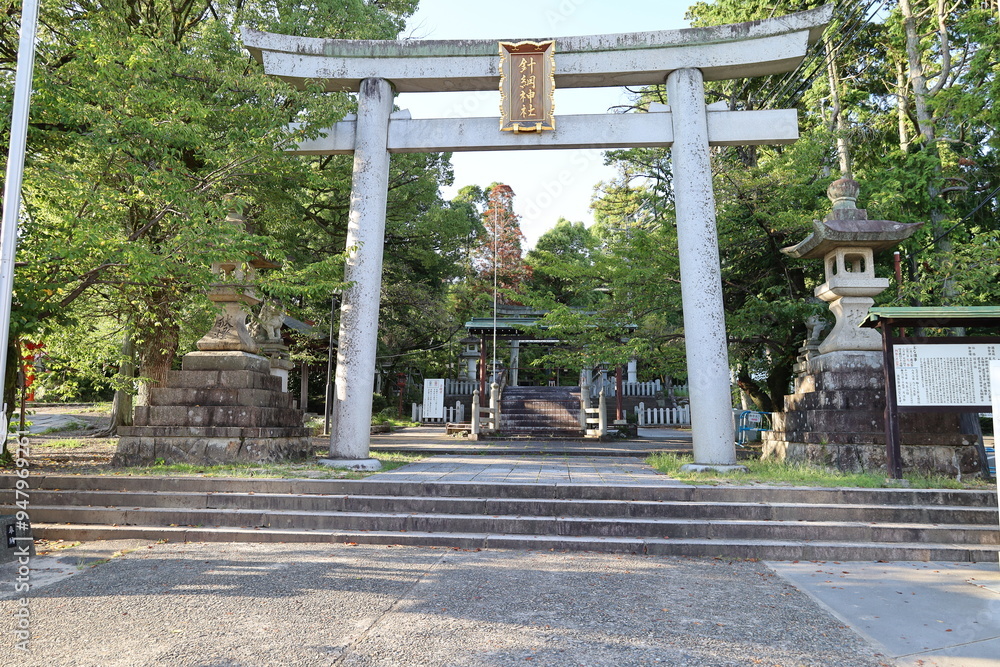 A Japanese shrine : the scene of an entrance to the precincts of Haritsuna-jinjya Shrine in Inuyama City in Aichi Prefecture A Japanese shrine : the scene of an entrance to the precincts of Haritsuna-jinjya Shrine in Inuyama City in Aichi Prefecture