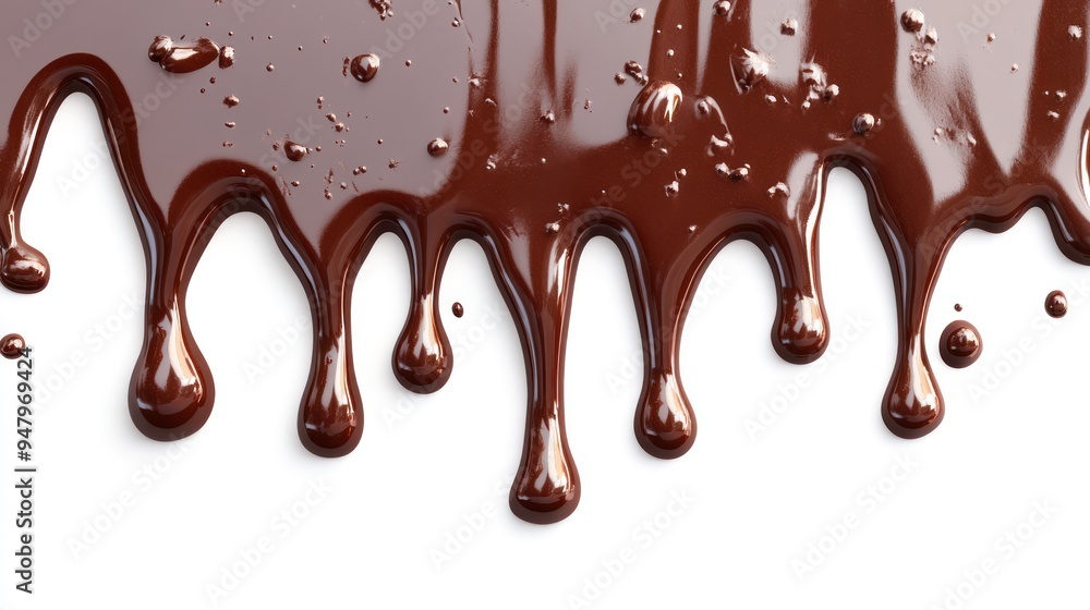 Melted Chocolate Dripping on White Background Melted Chocolate Dripping on White Background