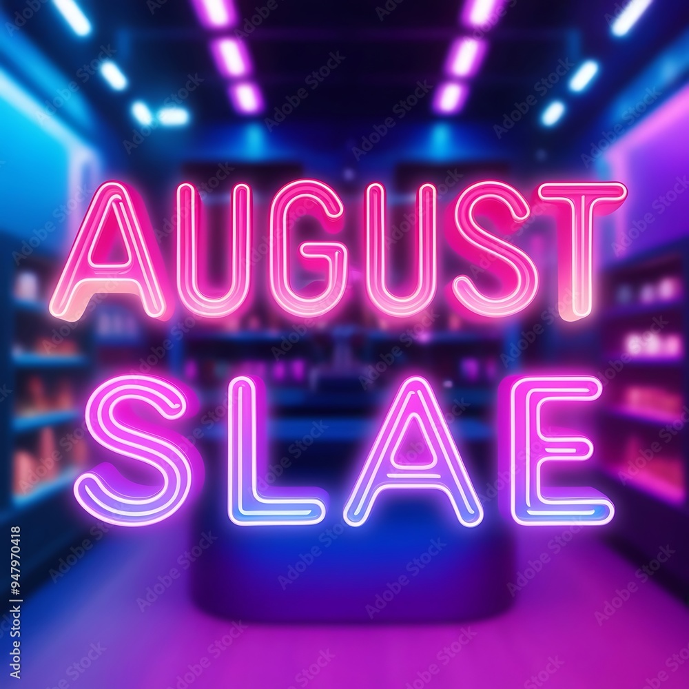 August sale blur neon background August sale blur neon background