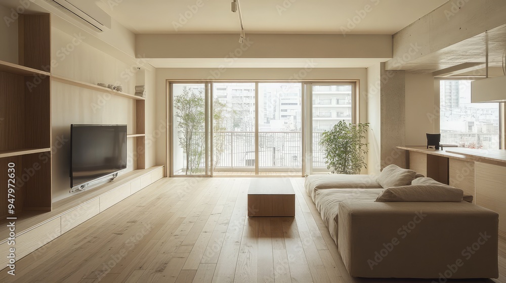 Tokyo apartment with a minimalist approach to interior design, featuring neutral tones and a clutter-free environment. Tokyo apartment with a minimalist approach to interior design, featuring neutral tones and a clutter-free environment.
