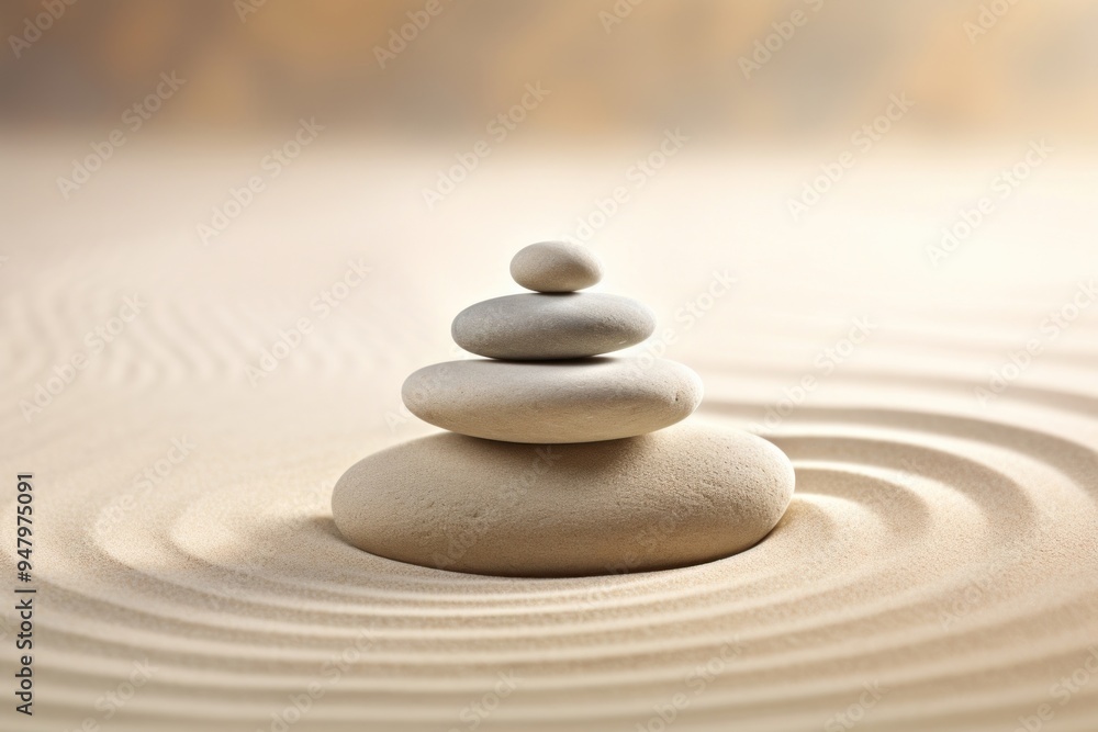 Zen garden with balanced stones Zen garden with balanced stones