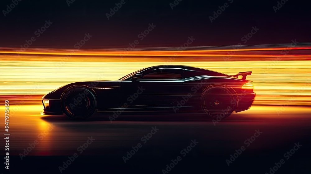 Obraz premium Car silhouette with motion light effect