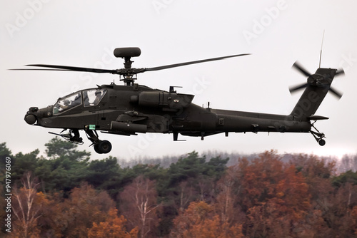 Konstfotografi US Army Boeing AH-64E Apache Guardian Longbow attack helicopter of 3-17th Cavalry (Fort Stewart) preflight during Operation Atlantic Resolve rotation