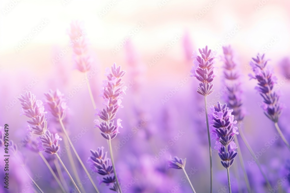Naklejka premium Lavender field with sunlight