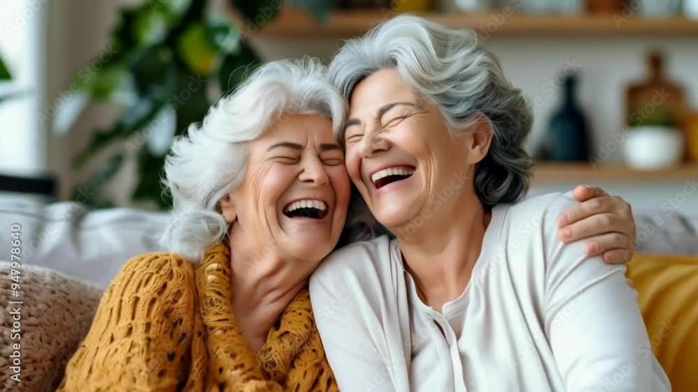Two old woman smiling Two old woman smiling