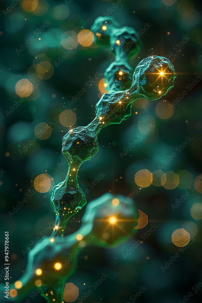 Beautiful molecule with dots green molecule background generated.Ai Beautiful molecule with dots green molecule background generated.Ai