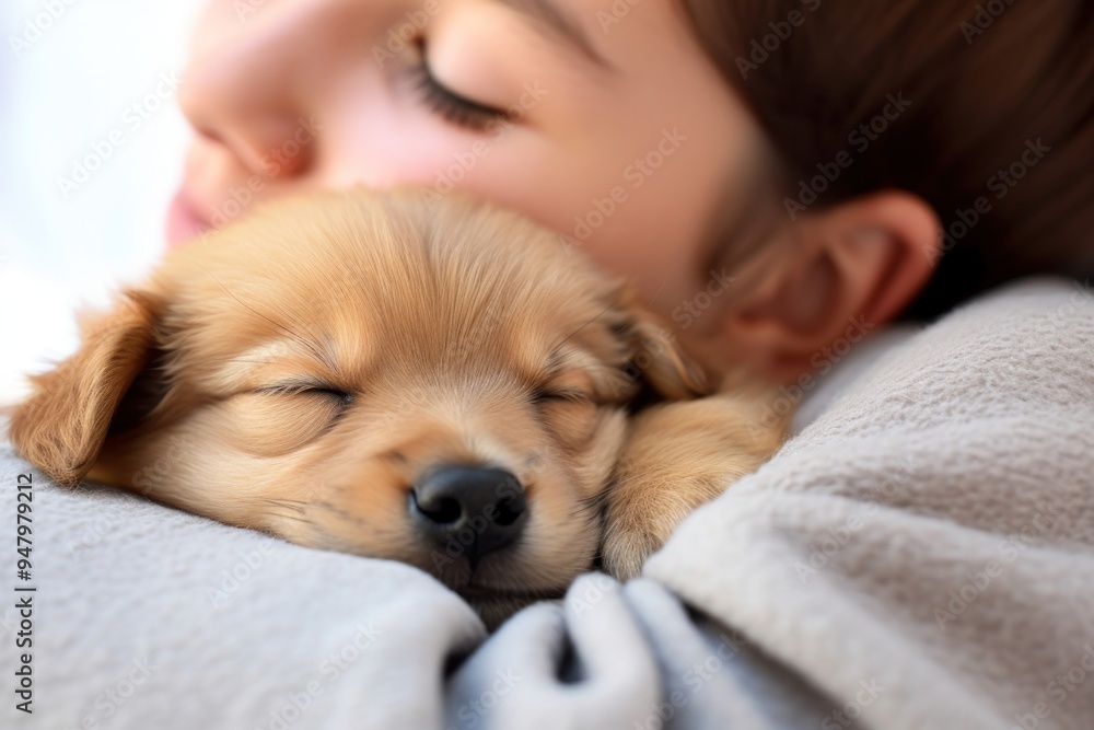 Puppy sleeping blanket mammal. Puppy sleeping blanket mammal.