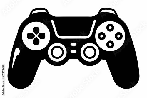 Joystick silhouette vector icon, Game controller art illustration