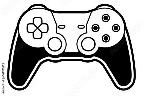 Joystick silhouette vector icon, Game controller art illustration