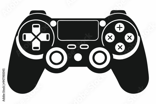 Joystick silhouette vector icon, Game controller art illustration