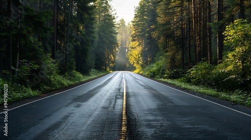 Forest Road Leading Into the Sunlight