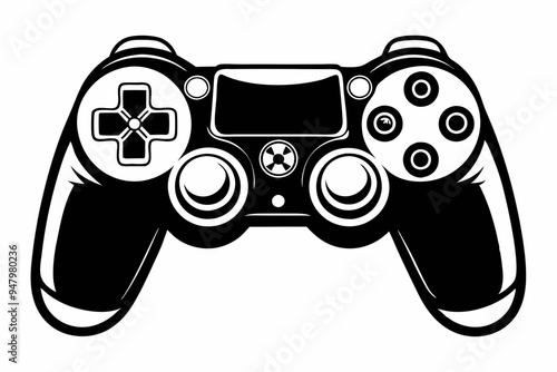 Joystick silhouette vector icon, Game controller art illustration