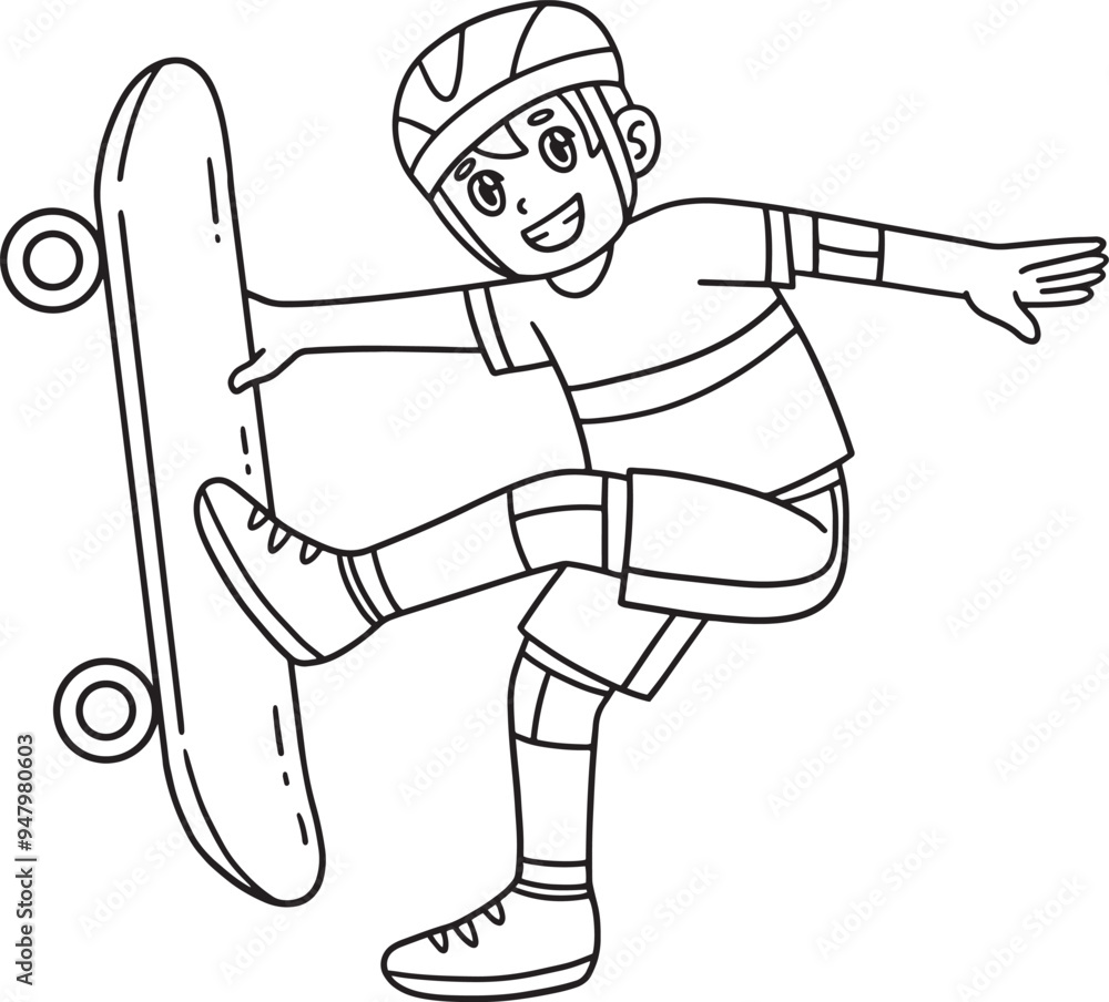 Skateboard Boy Doing Foot Plant Isolated Coloring Skateboard Boy Doing Foot Plant Isolated Coloring