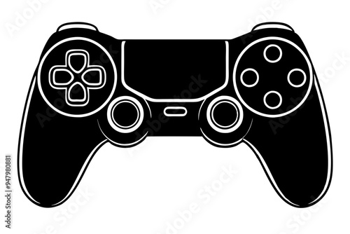 Joystick silhouette vector icon, Game controller art illustration