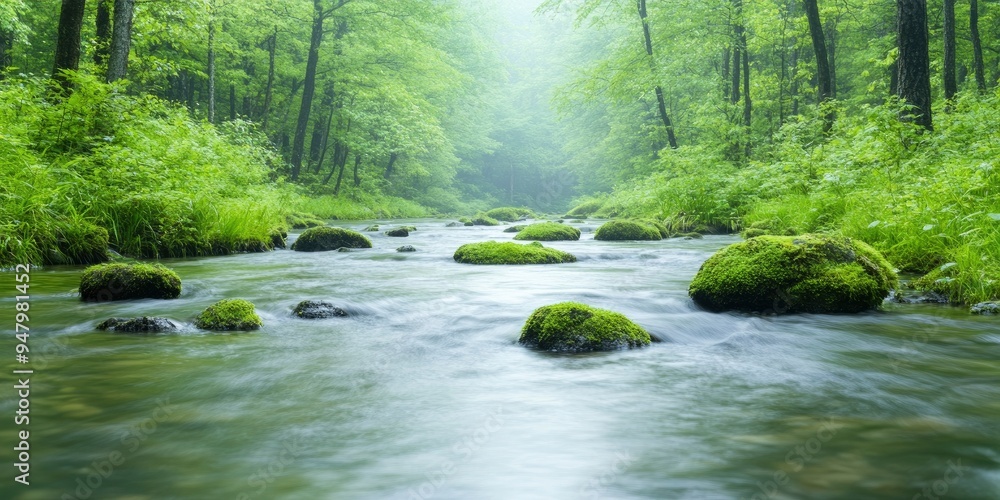 Tranquil Forest Stream, A Serene Escape into Nature's Embrace Tranquil Forest Stream, A Serene Escape into Nature's Embrace