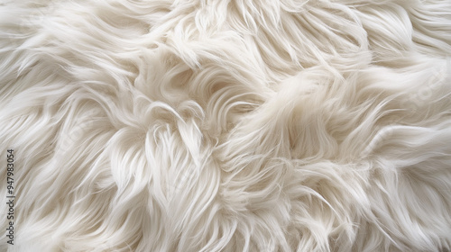 A close up of a fluffy white sheep's fur