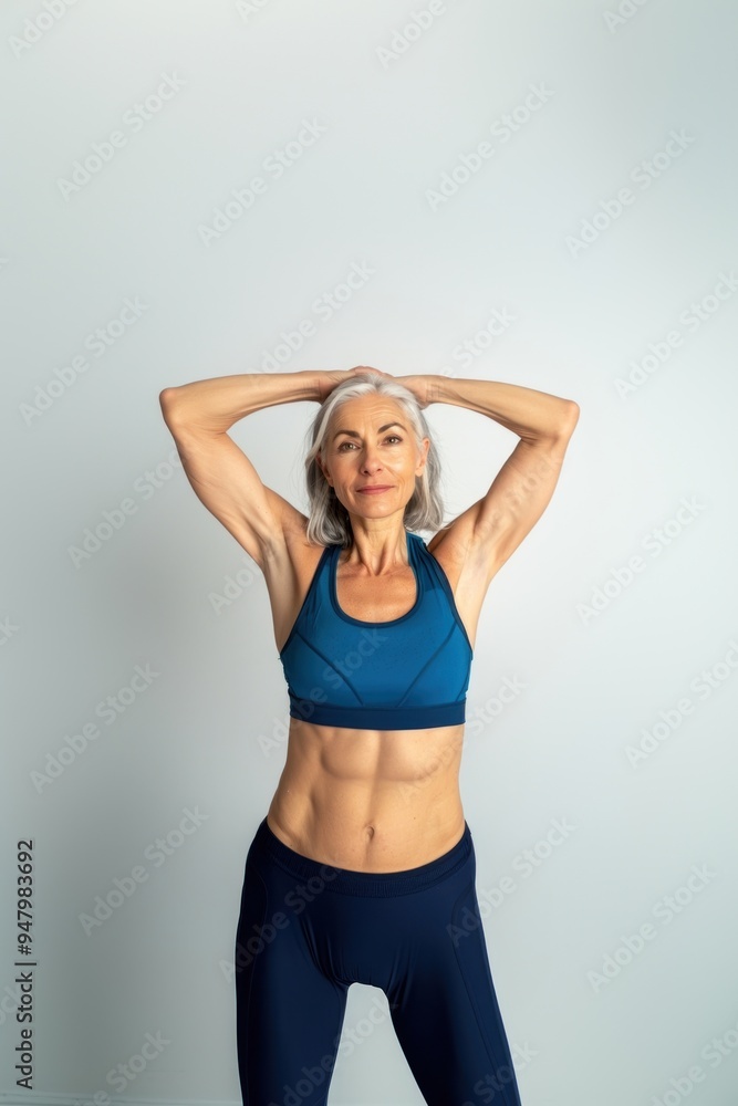 Fit elderly woman in workout attire Fit elderly woman in workout attire