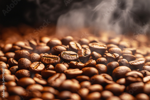 芳醇な香り漂うコーヒー豆のクローズアップ