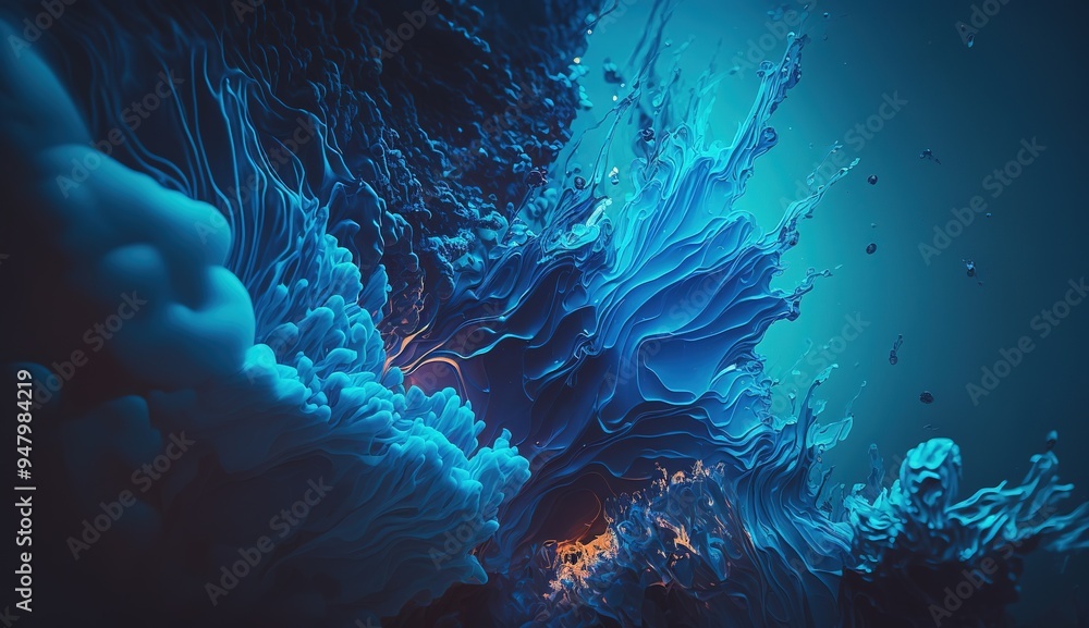 Fototapeta premium Abstract swirls of vibrant blue and orange colors in a dark background create a captivating visual effect