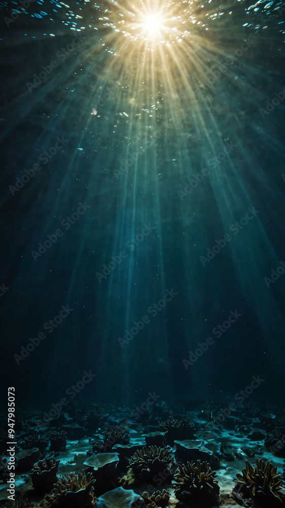 rays of sunlight illuminating the deep underwater background rays of sunlight illuminating the deep underwater background