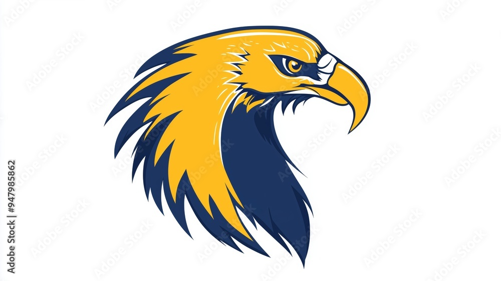 Fototapeta premium Artistic Representation of a Majestic Eagle Head in Blue and Yellow