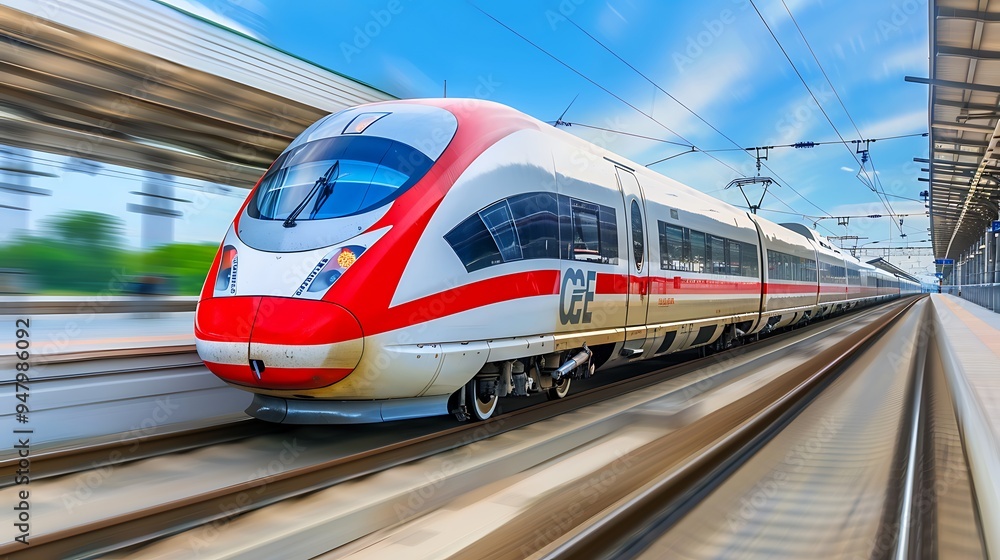 Fototapeta premium Modern passenger electric train 