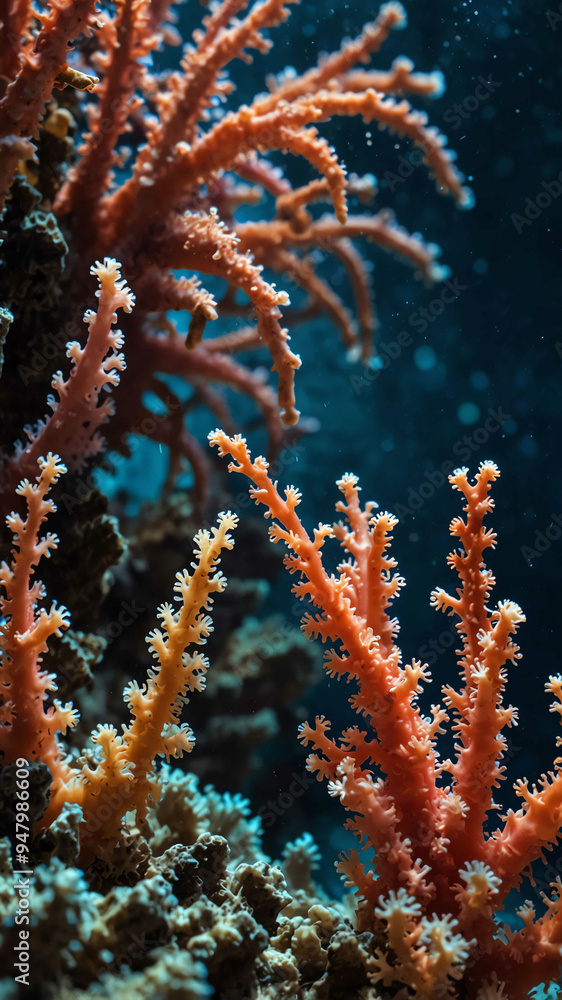 vibrant coral polyps extending their tentacles deep underwater background vibrant coral polyps extending their tentacles deep underwater background