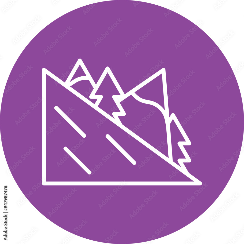 Ski Slope line circle icon Ski Slope line circle icon
