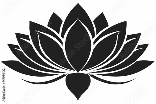 Lotus Silhouette Vector Illustration  Elegant Floral Design