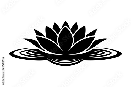 Lotus Silhouette Vector Illustration  Elegant Floral Design