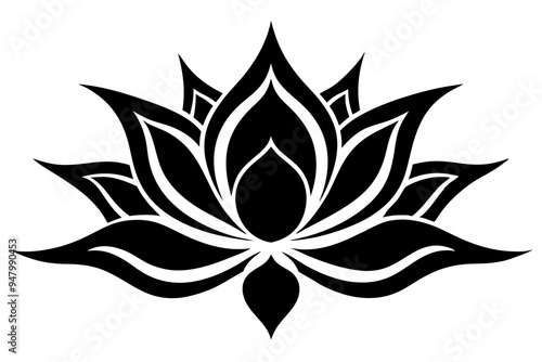 Lotus Silhouette Vector Illustration  Elegant Floral Design