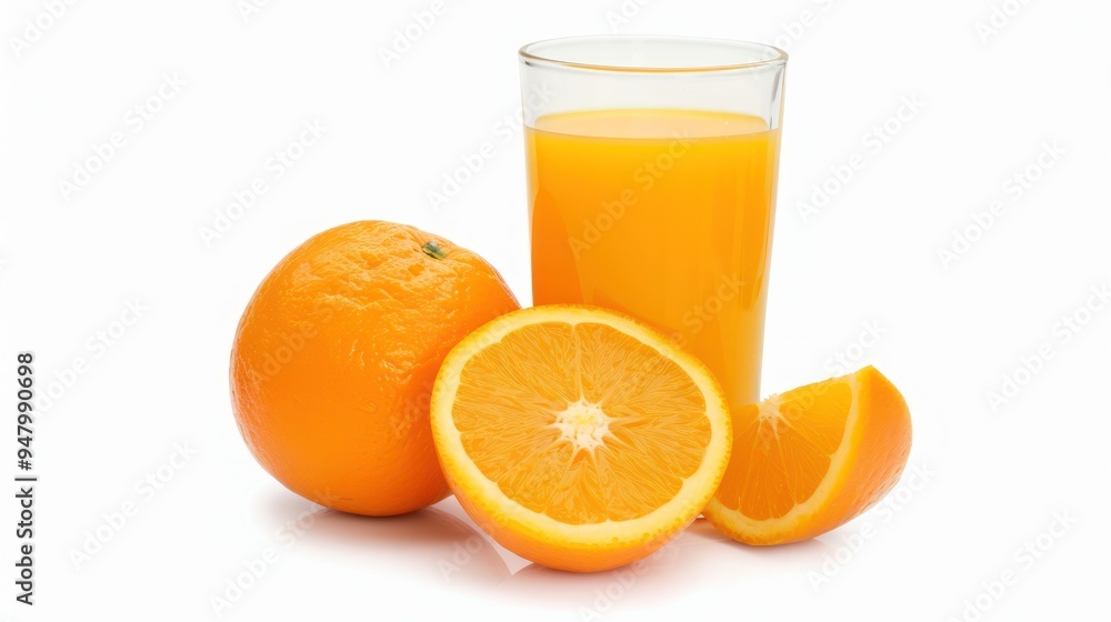Fresh Orange Juice with Whole and Sliced Oranges Fresh Orange Juice with Whole and Sliced Oranges