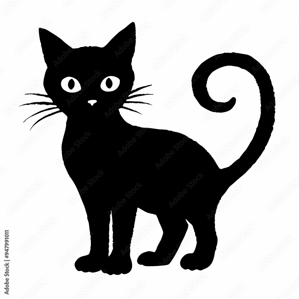 Obraz premium halloween cat vector silhouette