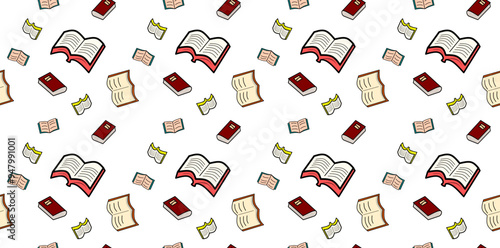 book seamless pattern. book pattern. Back to school Background. Back to school theme pattern. School and Education Pattern background. School seamless background. Education theme pattern.