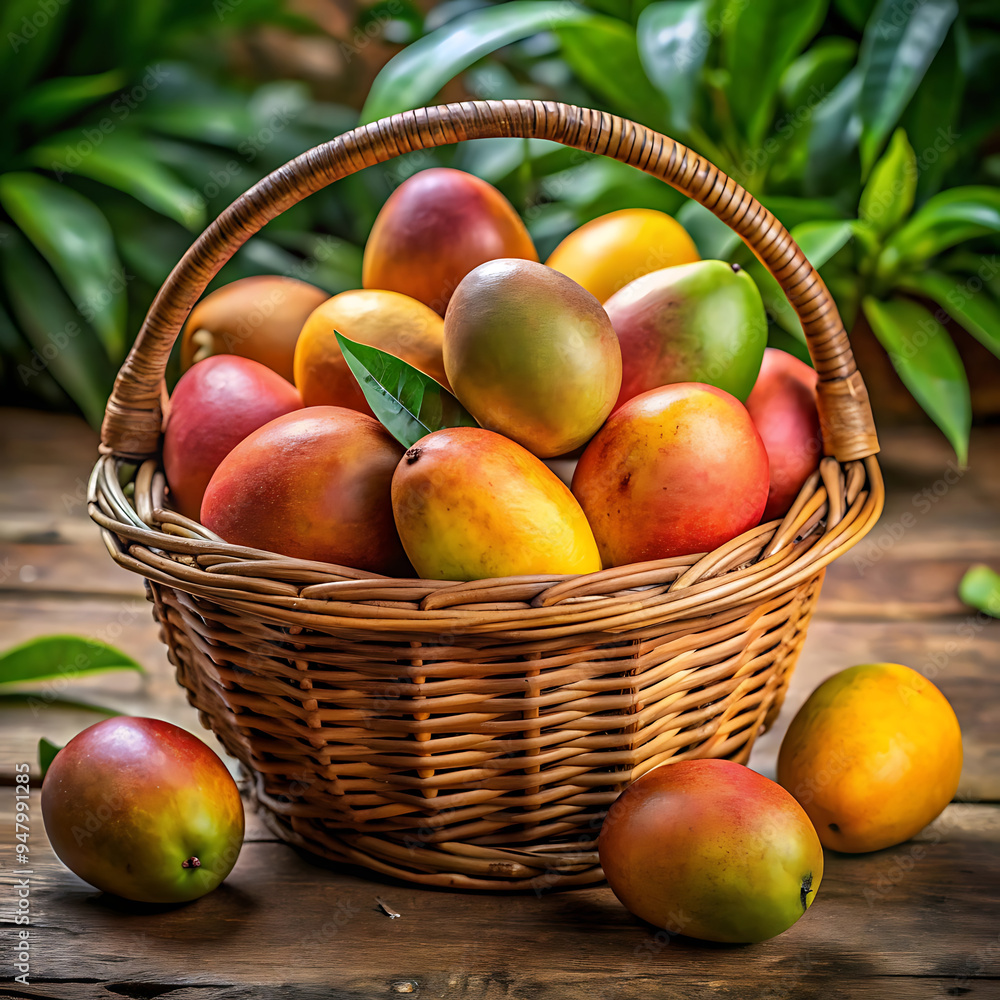 A basket of mangos with a bunch of seeds in it, Mangos High quality image A basket of mangos with a bunch of seeds in it, Mangos High quality image