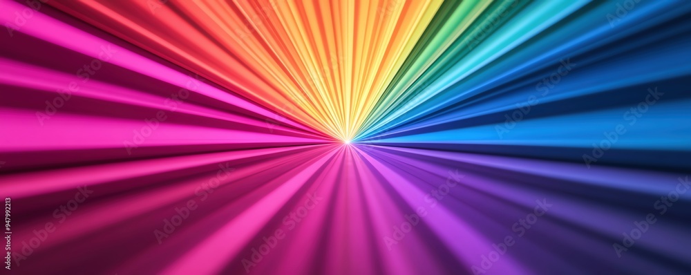 Dazzling light rays fanning out from a central source, rainbow colors, dramatic concert setting, vibrant and energetic Dazzling light rays fanning out from a central source, rainbow colors, dramatic concert setting, vibrant and energetic